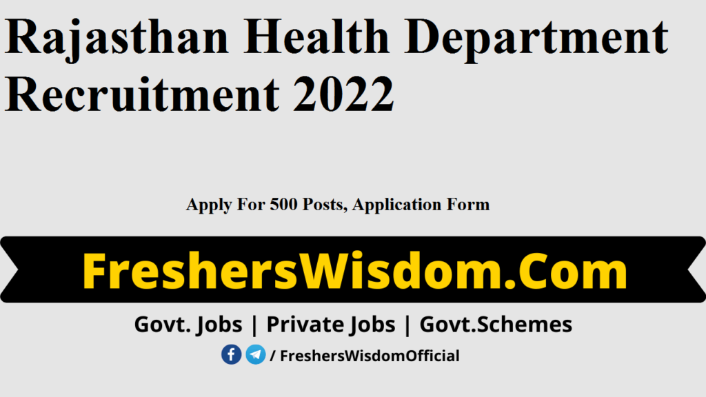 Rajasthan Health Department Recruitment 2022
