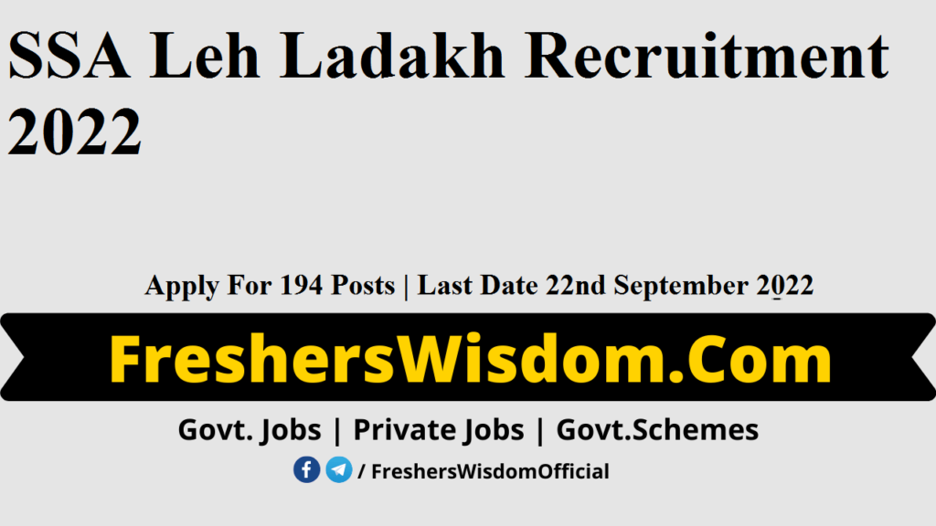 SSA Leh Ladakh Recruitment 2022