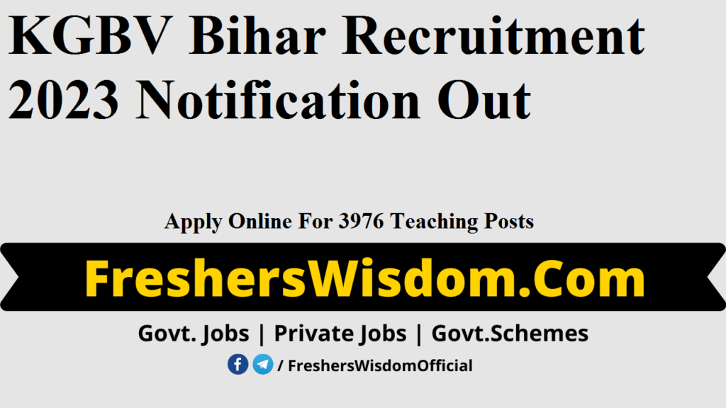 KGBV Bihar Recruitment 2023